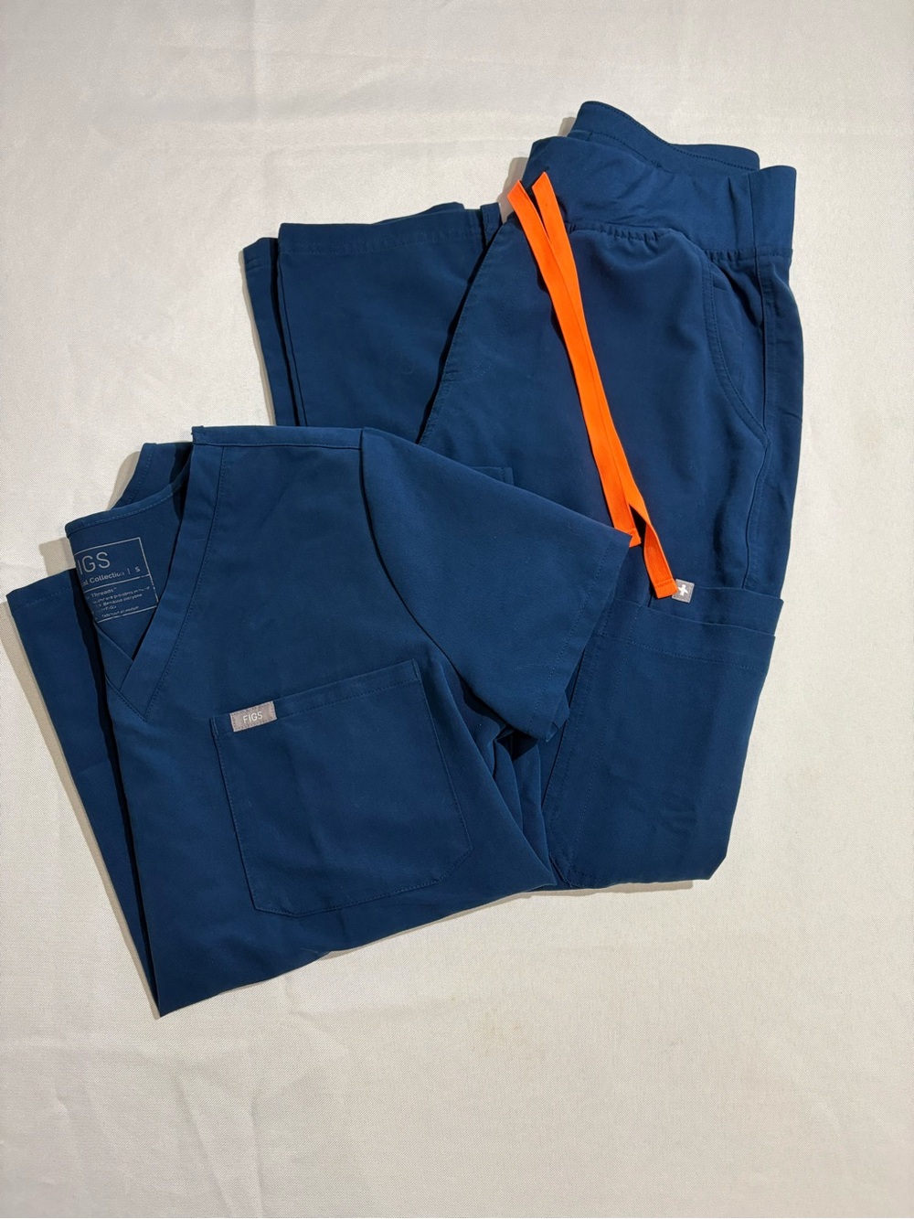 Women’s Navy Pants with Orange Drawstring Small Top Medium Psnts